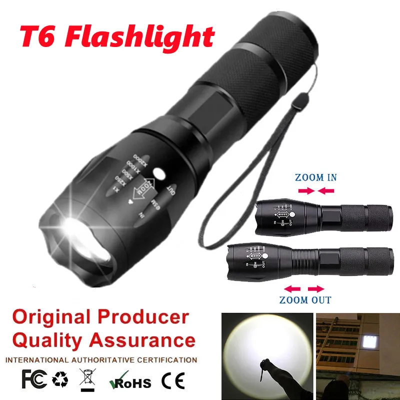 LED Rechargeable Flashlight T6 Torch 18650 Battery 5 Switch Mode Waterproof Zoomable Bicycle Light Outdoor Camping Flashlight
LED Rechargeable Flashlight T6 Torch 18650 Battery 5 Switch Mode Waterproof Zoomable Bicycle Light Outdoor Camping Flashlight