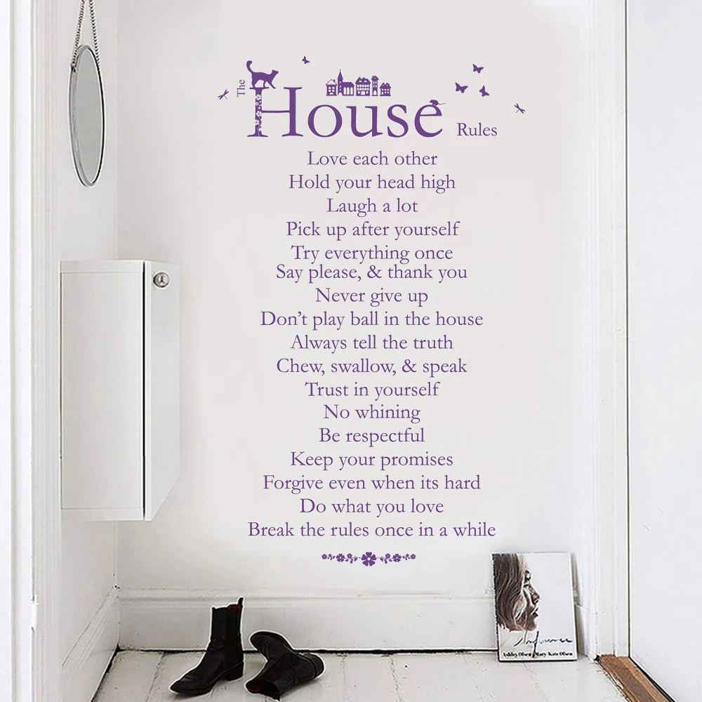 The House Rules Quotes Wall Stickers Vinyl Family Decals For Livingroom Dining Room Home Decor Murals Removable Poster HJ1722
The House Rules Quotes Wall Stickers Vinyl Family Decals For Livingroom Dining Room Home Decor Murals Removable Poster HJ1722