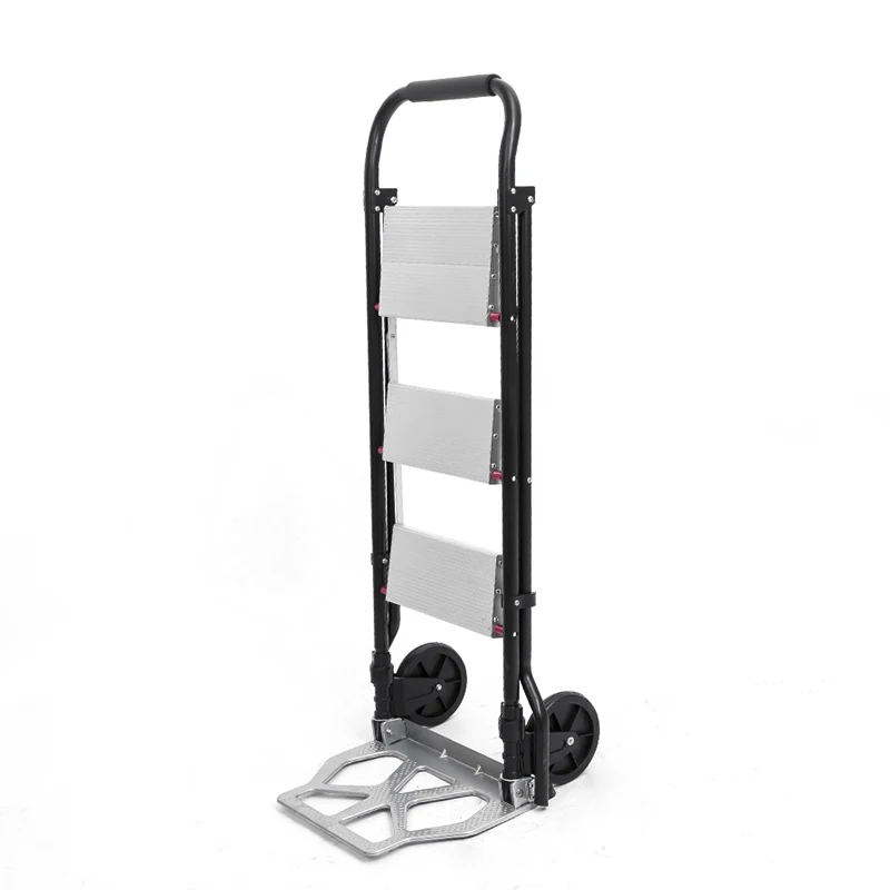 Dual Use Cart Ladder Folding Cargo Trolley Household Aluminum Alloy Ladder Load for Sturdy Steel Bracket Rubber Wheels 
Dual Use Cart Ladder Folding Cargo Trolley Household Aluminum Alloy Ladder Load for Sturdy Steel Bracket Rubber Wheels