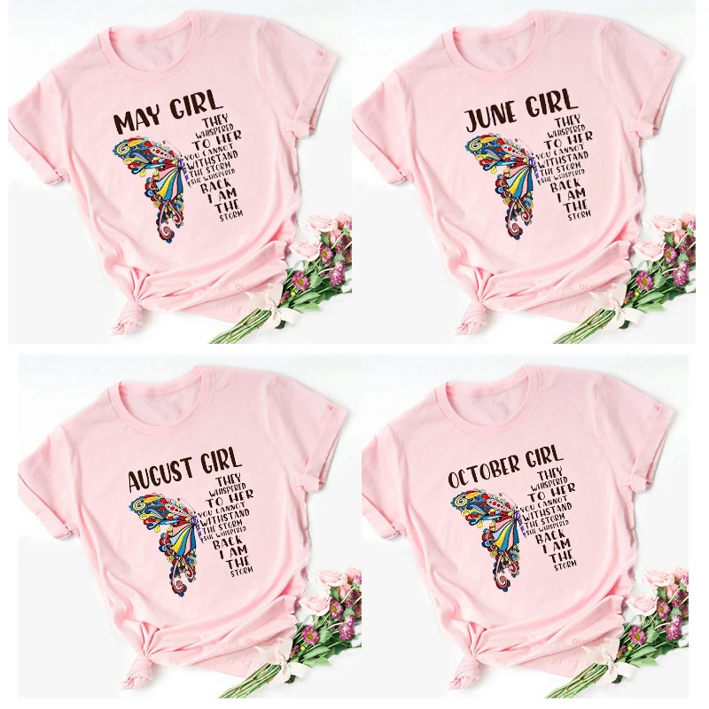 Women Clothes 2022 Pink Tshirt January To December Butterfly Print Birthday Girl Tshirt Femme Graphic Tees Female T-Shirt Gift
Women Clothes 2022 Pink Tshirt January To December Butterfly Print Birthday Girl Tshirt Femme Graphic Tees Female T-Shirt Gift