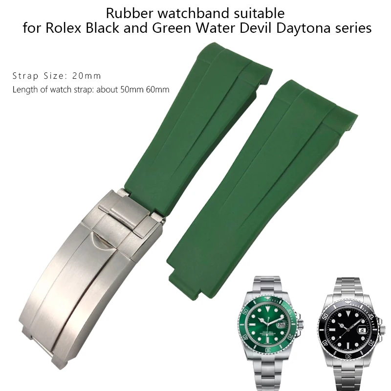 20mm Rubber Watch Strap Black Green Blue White Adjustable Fold Buckle Watch Band for Rolex Submariner GMT OYSTERFLEX Bracelet
20mm Rubber Watch Strap Black Green Blue White Adjustable Fold Buckle Watch Band for Rolex Submariner GMT OYSTERFLEX Bracelet