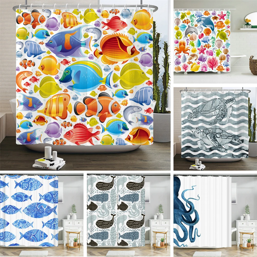 Cute Ocean Fish Shower Curtain Cartoon Painting Watercolor Baby Room Decor Curtain Modern Fabric Bathroom Curtain 180x180cm
Cute Ocean Fish Shower Curtain Cartoon Painting Watercolor Baby Room Decor Curtain Modern Fabric Bathroom Curtain 180x180cm