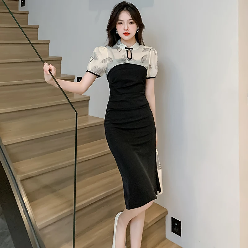 Black and White Cheongsam 2023 New High Quality Retro Dress Short Sleeve Chinese Style Traditional Sexy Qipao S to XXL 2pcs Set
Black and White Cheongsam 2023 New High Quality Retro Dress Short Sleeve Chinese Style Traditional Sexy Qipao S to XXL 2pcs Set