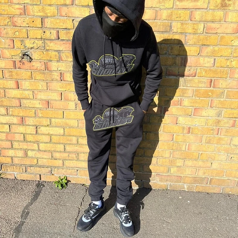 2023 Men's Suit New Black Hooded Tracksuit Set Shooters Tops Quality Tiger Head Embroidered Hoodie Fashion Jogger Pants
2023 Men's Suit New Black Hooded Tracksuit Set Shooters Tops Quality Tiger Head Embroidered Hoodie Fashion Jogger Pants