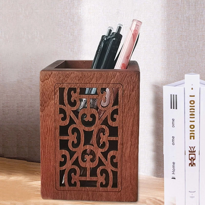 Chinese Style Wooden Pen Holder Pencil Cup Storage Box Vintage Desk Organizer Makeup Brush Holder for Teen Adult Present
Chinese Style Wooden Pen Holder Pencil Cup Storage Box Vintage Desk Organizer Makeup Brush Holder for Teen Adult Present