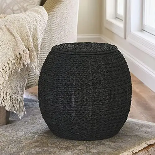 Paper Rope Barrel Wicker Storage Basket Side Table, Gray Butter churner Butter holder
Paper Rope Barrel Wicker Storage Basket Side Table, Gray Butter churner Butter holder