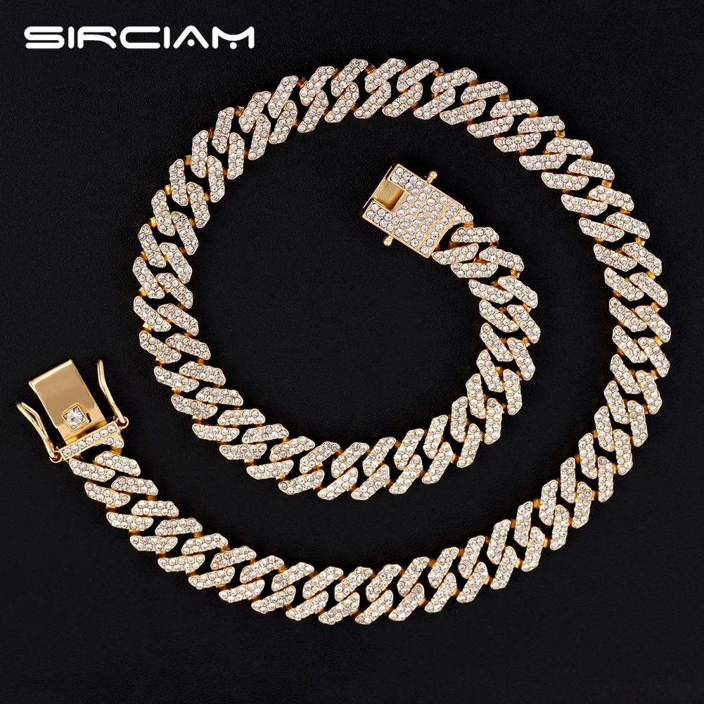 Gold Plated Hip Hop 12MM Prong Cuban Link Chain For men Iced Out Bling AAA Rhinestones Rhombus Cuban Necklace Punk Party Jewelry
Gold Plated Hip Hop 12MM Prong Cuban Link Chain For men Iced Out Bling AAA Rhinestones Rhombus Cuban Necklace Punk Party Jewelry