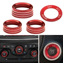 4PCS Air Conditioning Volume Radio Button Knob Cover Aluminum Decorative Ring for Dodge Challenger Charger Accessories 2015-2020