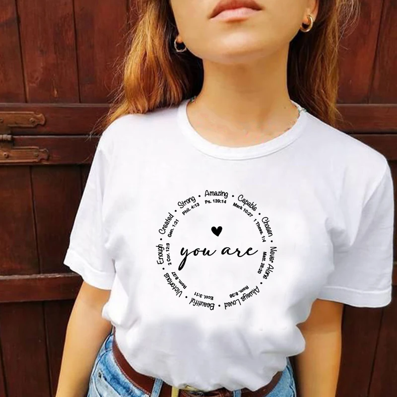 You Are Inspiration Women T Shirt Y2k Fashion Short Sleeve Religious Tshirts Aesthetic Cotton Bible Verse Clothes Dropshipping
You Are Inspiration Women T Shirt Y2k Fashion Short Sleeve Religious Tshirts Aesthetic Cotton Bible Verse Clothes Dropshipping