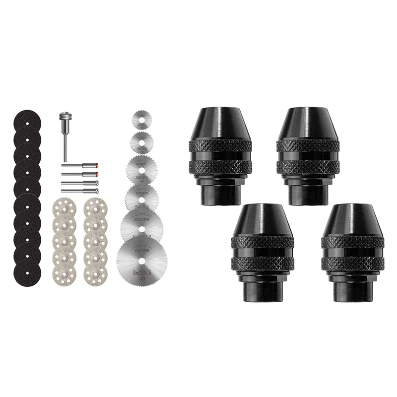 31Pcs Cutting Discs For Dremel Rotary Diamond Cutting Wheel With 4 Pcs Quick Change Chuck Keyless Drill Chuck 0.4-3.2Mm
31Pcs Cutting Discs For Dremel Rotary Diamond Cutting Wheel With 4 Pcs Quick Change Chuck Keyless Drill Chuck 0.4-3.2Mm