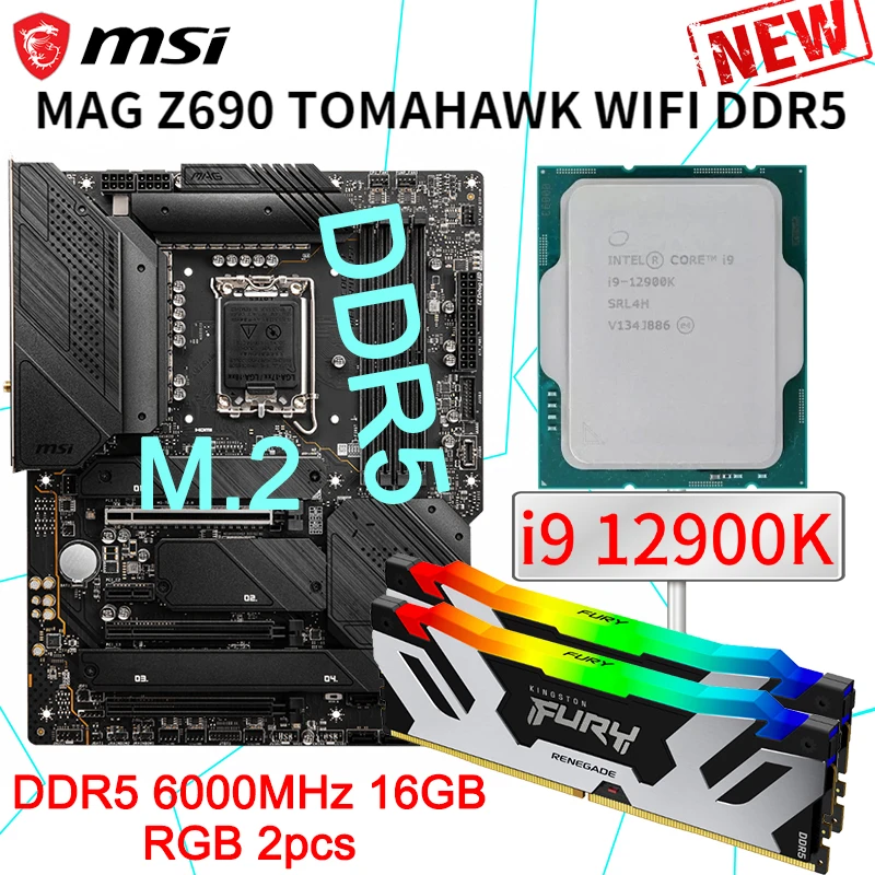 Материнская плата MSI MAG Z690 TOMAHAWK WIFI DDR5 + процессор Intel Core i9 12900K + D5 6000 МГц 16 Гб RGB * 2 шт. в комплекте, материнская плата LGA 1700, Новинка
Материнская плата MSI MAG Z690 TOMAHAWK WIFI DDR5 + процессор Intel Core i9 12900K + D5 6000 МГц 16 Гб RGB * 2 шт. в комплекте, материнская плата LGA 1700, Новинка