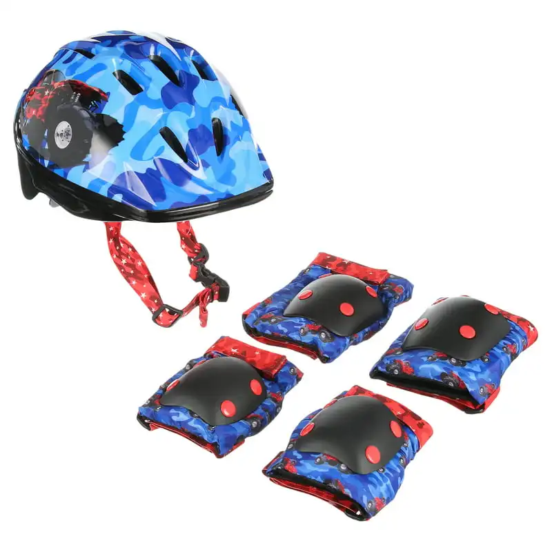 

Toddler Helmet & Pad Combo, Blue Camo Trucks (Ages 3+)