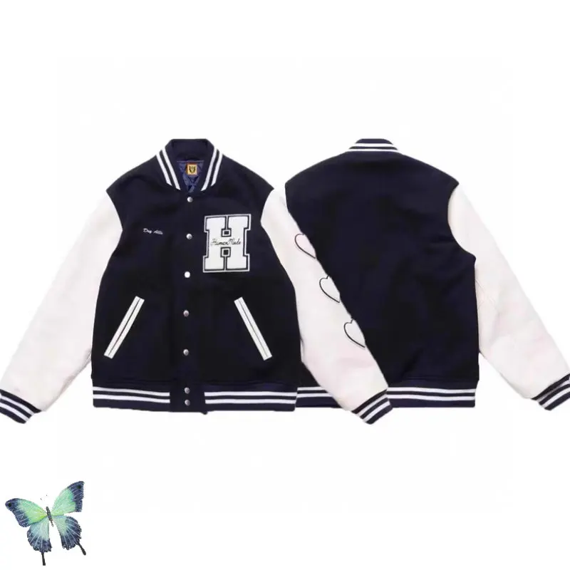 Human Made Stitching Embroidery Woolen Jacket Men Women Big H Leather Sleeve Baseball Uniform Jacket
Human Made Stitching Embroidery Woolen Jacket Men Women Big H Leather Sleeve Baseball Uniform Jacket