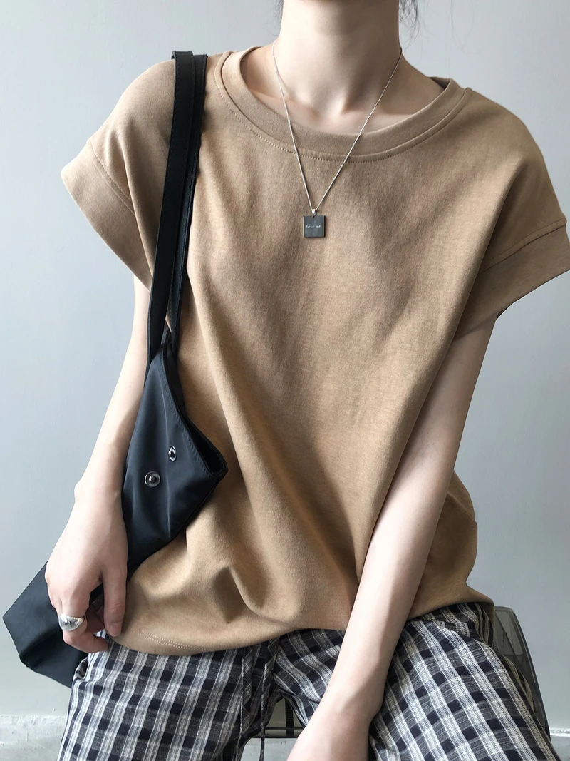 Summer Fashion Loose Simple Sweet Plain O-neck Cotton T-shirts Women Sleeveless Casual Tee Shirt Girls Top 5 Colors Vintage
Summer Fashion Loose Simple Sweet Plain O-neck Cotton T-shirts Women Sleeveless Casual Tee Shirt Girls Top 5 Colors Vintage