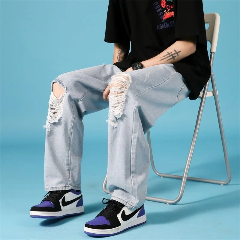 NoEstaMal Pierced Jeans Retro Straight Men Denim Jean Summer New Solid Color Hole Pants For Male Fashion Wide Leg Casual Trouser
NoEstaMal Pierced Jeans Retro Straight Men Denim Jean Summer New Solid Color Hole Pants For Male Fashion Wide Leg Casual Trouser