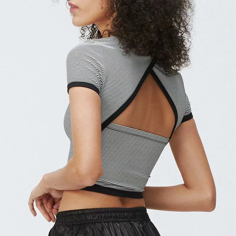 Summer New Yoga Dance Sexy Vest With Chest Pad Fitness Shockproof High-Quality Contrast Color Striped T-Shirt Top Women
Summer New Yoga Dance Sexy Vest With Chest Pad Fitness Shockproof High-Quality Contrast Color Striped T-Shirt Top Women