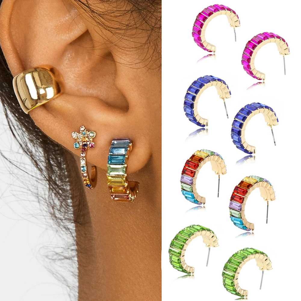 Bohemia Boho Crystal Rhinestone C-shaped Stud Earrings for Women Geometric Earrings Wedding Party Fashion Jewelry
Bohemia Boho Crystal Rhinestone C-shaped Stud Earrings for Women Geometric Earrings Wedding Party Fashion Jewelry
