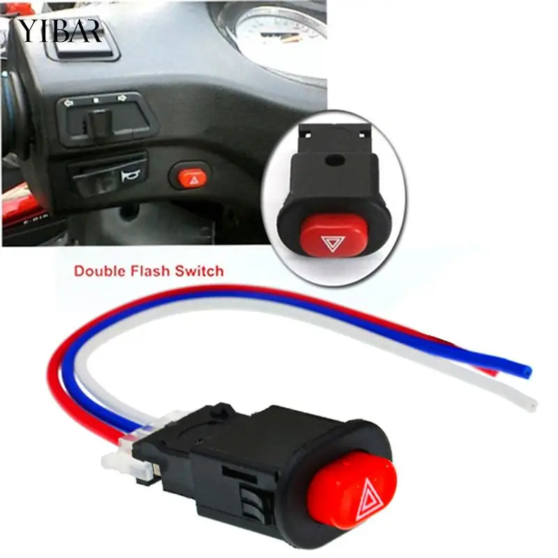 

Motorcycle Switch Hazard Light Switch Button Double Flash Warning Emergency Lamp Signal Flasher with 3 Wires Built-in Lock