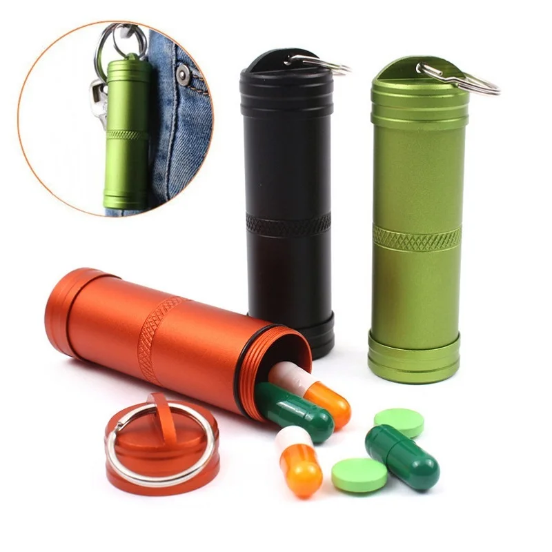 

Aluminum alloy EDC Large outdoor waterproof warehouse camping survival sealed tank emergency portable medicine bottle