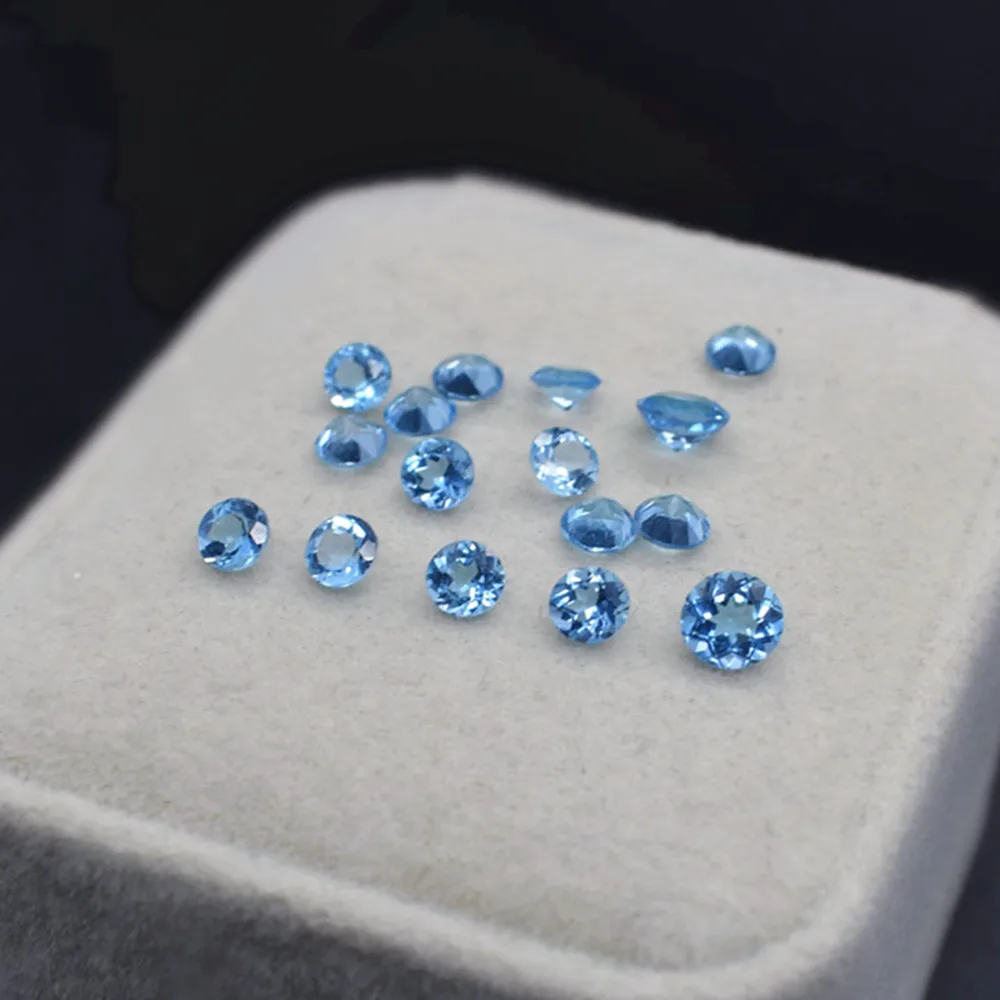 

10pcs Aquamarine Round Faceted Gemstones Brilliant Cut High Quality Vivid Blue Aquamarine Gem Small Sizes 0.8mm-3mm AM021