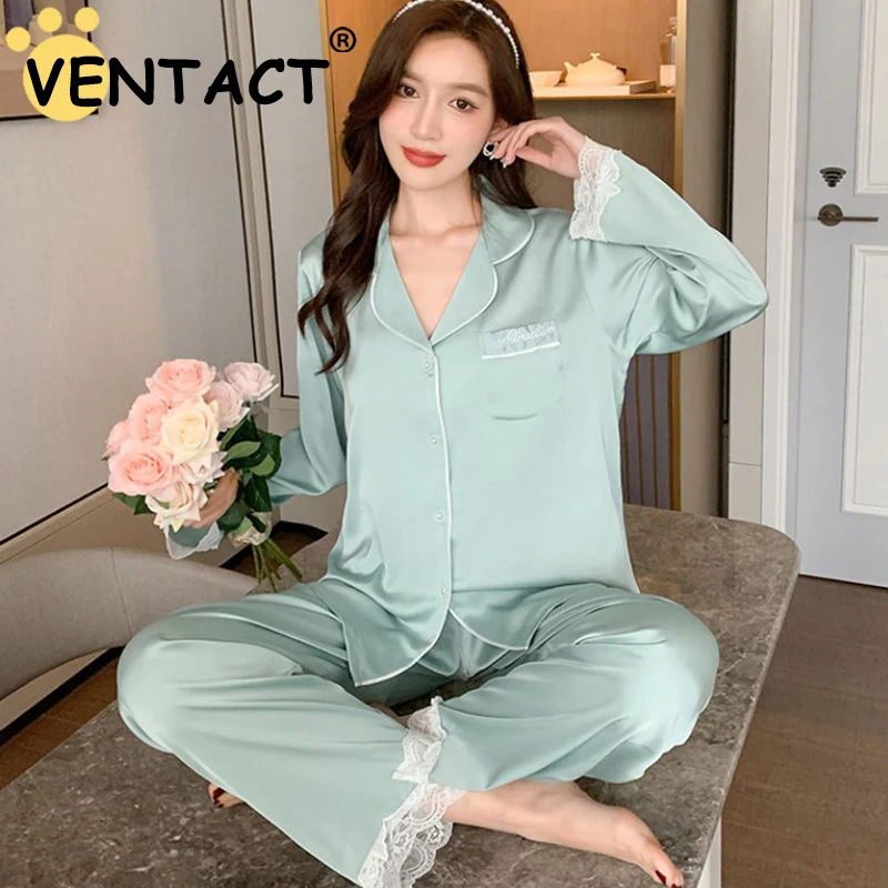 VENTACT Pajamas Women 2022 New Autumn Thin Ice Silk Long-Sleeved Sleepwear Lady Two-Piece Suits Satin Chiffon Cozy Homewear
VENTACT Pajamas Women 2022 New Autumn Thin Ice Silk Long-Sleeved Sleepwear Lady Two-Piece Suits Satin Chiffon Cozy Homewear