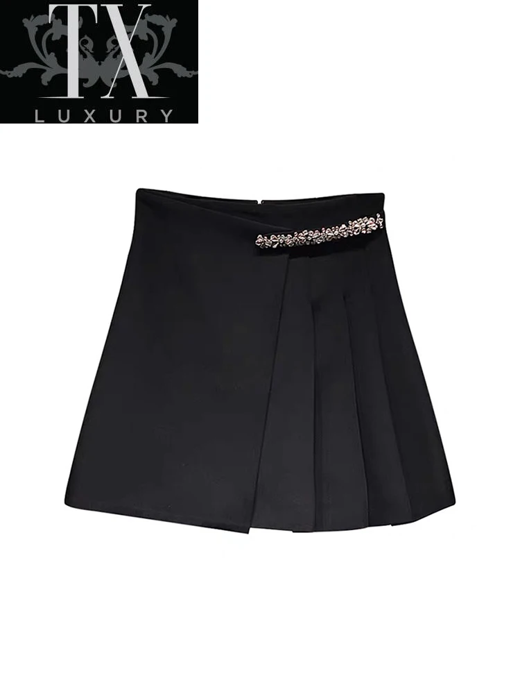 Women Street Solid Diamond Decoration Sexy Mini Skirt Ladies Casual Streetwear Slim High Waist Chic Female Pleated Skirts
Women Street Solid Diamond Decoration Sexy Mini Skirt Ladies Casual Streetwear Slim High Waist Chic Female Pleated Skirts