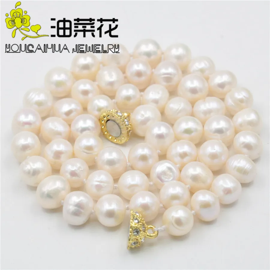 

Hot New Charming Beautiful Fashion Jewelry Natural 8-9MM White Akoya Cultured Pearl Necklace Hand Made 18" 14KGP Clasp AA sp0368