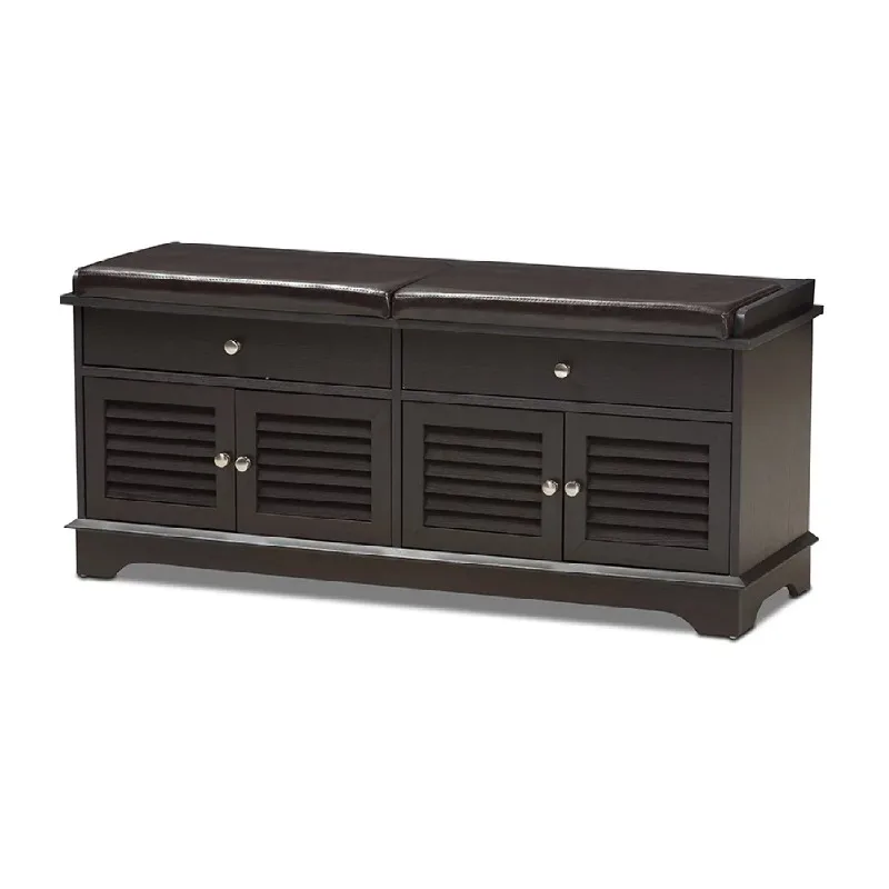 Baxton Studio Leo Modern and Contemporary Dark Brown Wood 2-Drawer Shoe Storage Bench
Baxton Studio Leo Modern and Contemporary Dark Brown Wood 2-Drawer Shoe Storage Bench