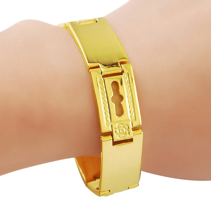 

Mode 24K Gouden Armband Vergulde 15Mm Riem Vormige Armband Voor Mannen & Vrouwen Sieraden Geschenken