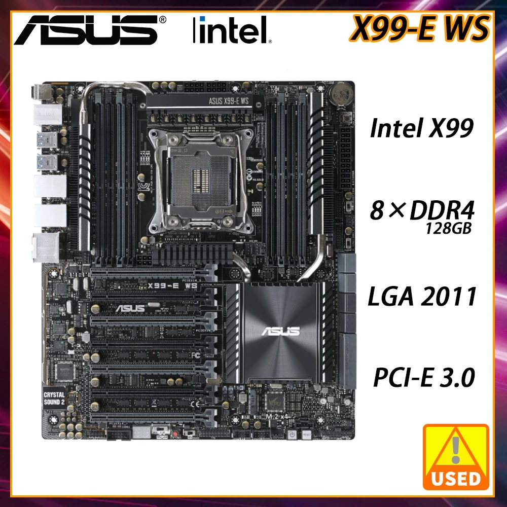 

X99 Motherboard ASUS X99 E WS LGA 2011-V3 8xDDR4 128GB PCI-E 3.0 7×PCI-E X16 Intel X99USB3.0 M.2 ATX for Intel Xeon E5-1630 Cpus