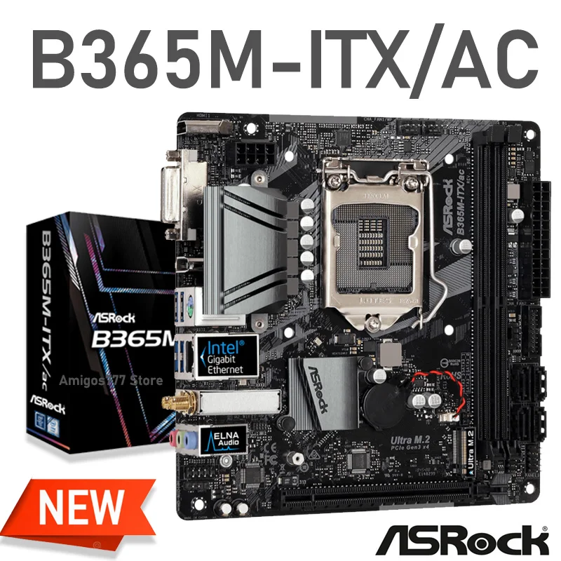 Материнская плата LGA 1151 ASRock B365M-ITX/ac DDR4 32GB PCI-E 3 0 M.2 оверлочный процессор Intel B365