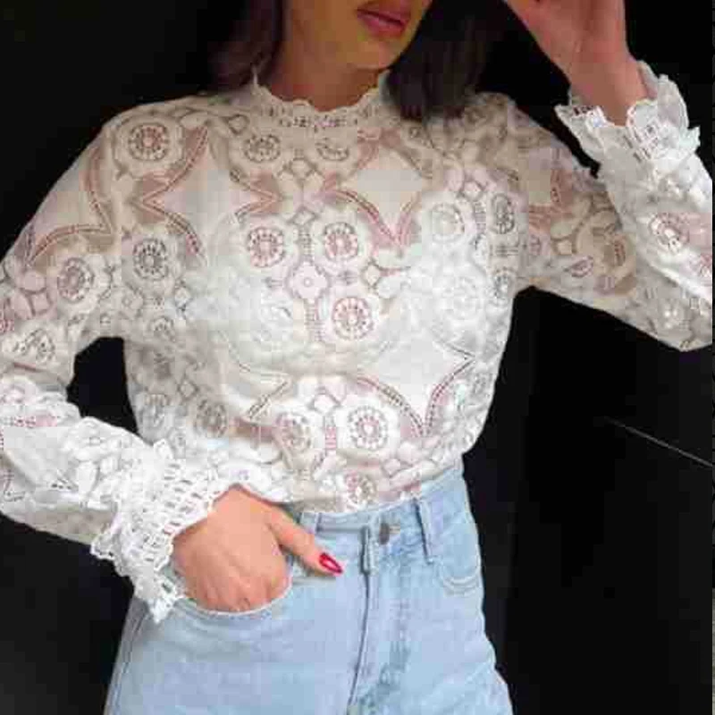 2024 Spring O-neck See Through Hollow Blouses Women Embroidery Lace Jacquard Top Pullover New Fall Long Sleeve Office Lady Shirt
2024 Spring O-neck See Through Hollow Blouses Women Embroidery Lace Jacquard Top Pullover New Fall Long Sleeve Office Lady Shirt