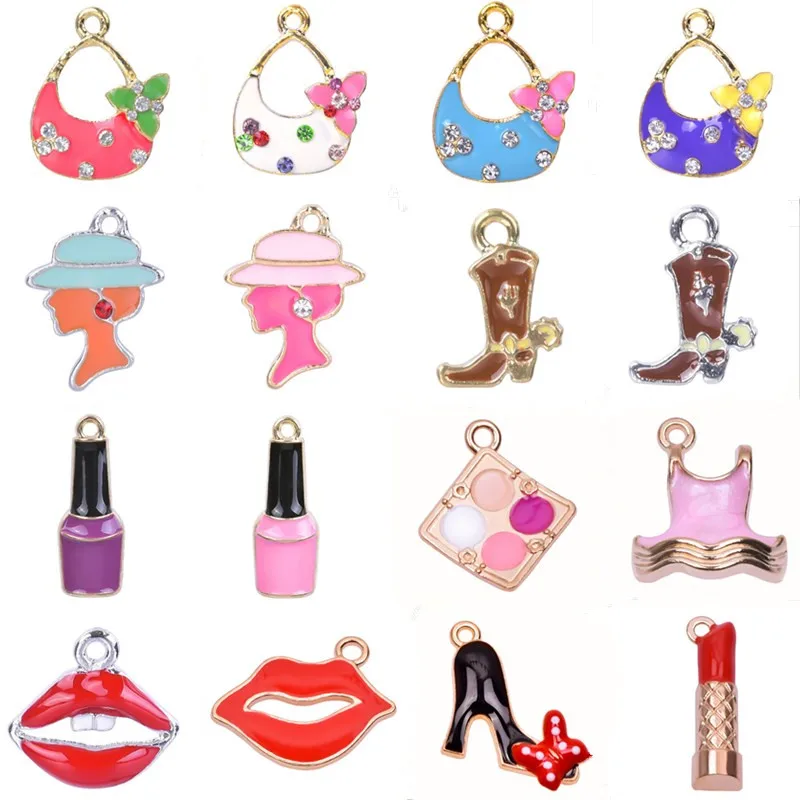 10Pcs/Lot Beauty Series Colorful Lipstick Bag High Heels Charms Pendant Accessories Fit DIY Craft Jewelry Making colgante movil
10Pcs/Lot Beauty Series Colorful Lipstick Bag High Heels Charms Pendant Accessories Fit DIY Craft Jewelry Making colgante movil