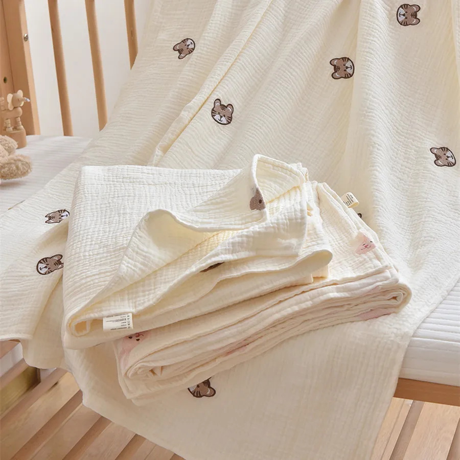 Baby Newborn Blanket 6 Layer Natural Cotton Muslin Infant Sleeping Cover Blanket Gender Neutral Bear Bunny Tiger Embroidery
Baby Newborn Blanket 6 Layer Natural Cotton Muslin Infant Sleeping Cover Blanket Gender Neutral Bear Bunny Tiger Embroidery