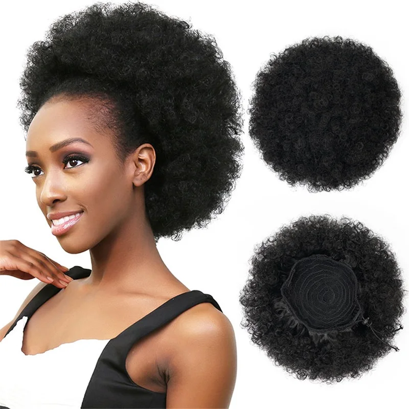 

Пучок волос для афро-пучка, шиньон, аксессуары, короткий кулиска, хвост, синтетический кудрявый хвост, накладные волосы для женщин