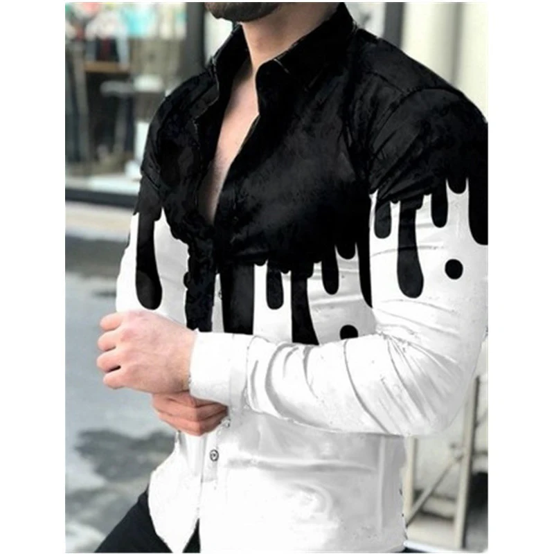 Social Fashion Men Shirts Turn-down Collar Shirt Casual ink Print Long Sleeve Tops Blouses Men's Clothes Slim Fit Party Cardigan
Social Fashion Men Shirts Turn-down Collar Shirt Casual ink Print Long Sleeve Tops Blouses Men's Clothes Slim Fit Party Cardigan