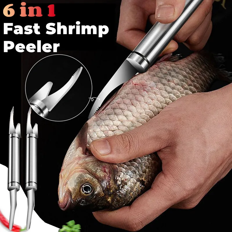 Stainless Steel 6 In 1 Fish Knife Multifunctional Fast Shrimp Peeler Shrimp Line Cutting Scraping Digging Knife Kitchen Tools
Stainless Steel 6 In 1 Fish Knife Multifunctional Fast Shrimp Peeler Shrimp Line Cutting Scraping Digging Knife Kitchen Tools