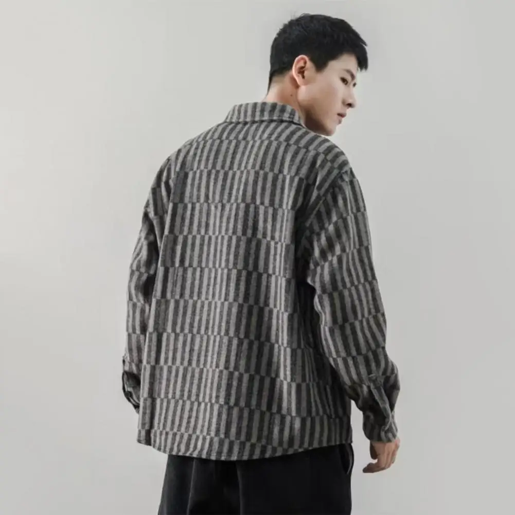 Chic Men Spring Top Turn-down Collar Men Shirt Striped Print Breathable Men Fall Shirt Match Pants
Chic Men Spring Top Turn-down Collar Men Shirt Striped Print Breathable Men Fall Shirt Match Pants