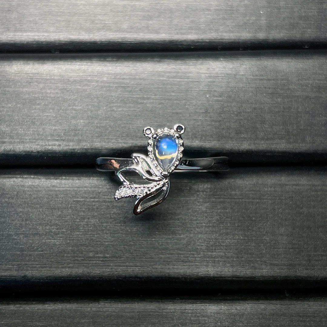 

Новинка, кольцо из серебра S925 пробы с натуральным лунным камнем в индийском стиле, маленькая золотая рыбка, красивое кольцо с живым дизайном, без оптимизированного основного камня