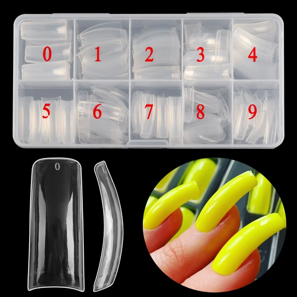 ABS Plastic 500pcs/Box Curve Nail Tips 10 Sizes for Acrylic Nails False Nail Pre-Shaped Clear Nail Tips Curved
ABS Plastic 500pcs/Box Curve Nail Tips 10 Sizes for Acrylic Nails False Nail Pre-Shaped Clear Nail Tips Curved