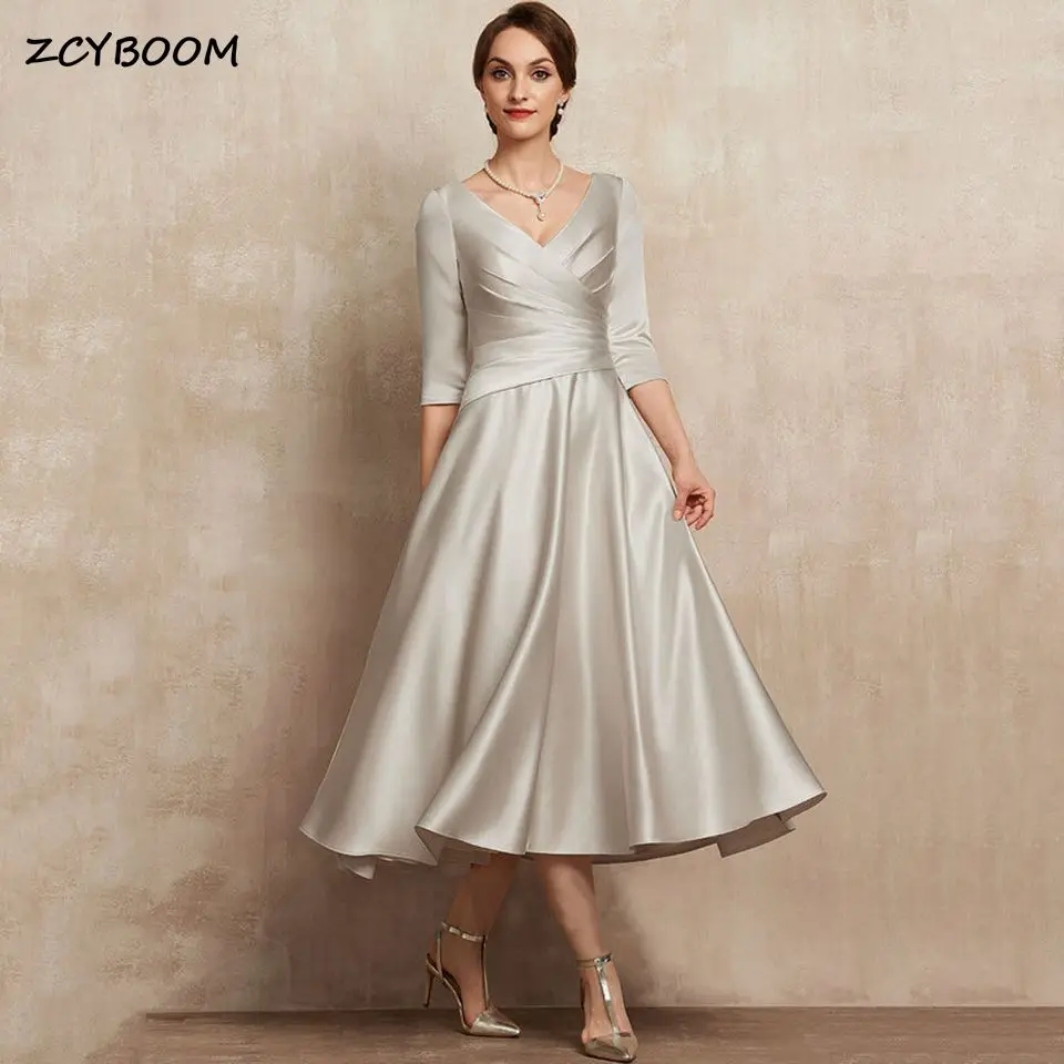 Elegant A-Line Mother Of The Bride Dresses 2023 Satin Half Sleeves O-Neck Tea Length Formal Wedding Party Guest Gowns For Women
Elegant A-Line Mother Of The Bride Dresses 2023 Satin Half Sleeves O-Neck Tea Length Formal Wedding Party Guest Gowns For Women
