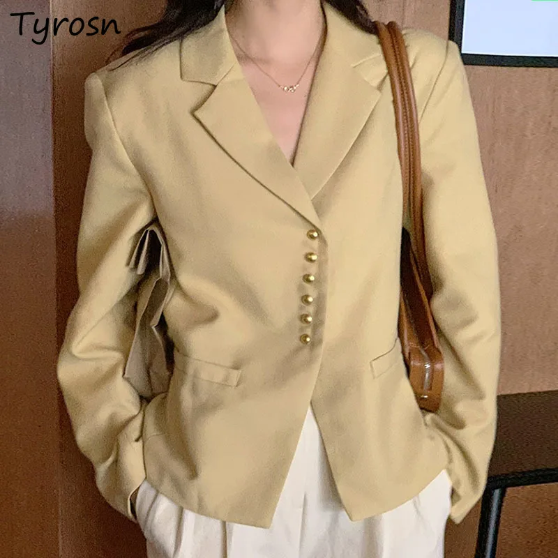 Blazers Women Design Metal-button Retro Gentle All-match Notched Outwear Elegant Ulzzang Loose Long Sleeve Solid Suits Blazer
Blazers Women Design Metal-button Retro Gentle All-match Notched Outwear Elegant Ulzzang Loose Long Sleeve Solid Suits Blazer
