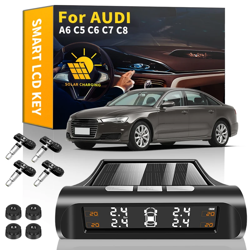 TPMS Car Tire Pressure Monitor System wireless Solar Power LCD Display Tire Pressure Sensors For Audi A6 C5 C6 C7 C8 Car Goods 
TPMS Car Tire Pressure Monitor System wireless Solar Power LCD Display Tire Pressure Sensors For Audi A6 C5 C6 C7 C8 Car Goods