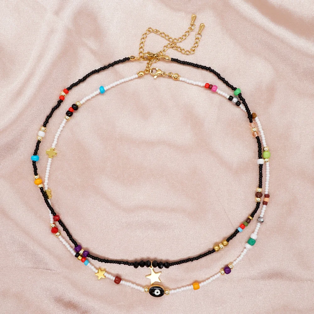 

Simple Seed Beads Strand Choker Necklace Women String Collar Charm Colorful Handmade Bohemia Collier Femme Jewelry Gift