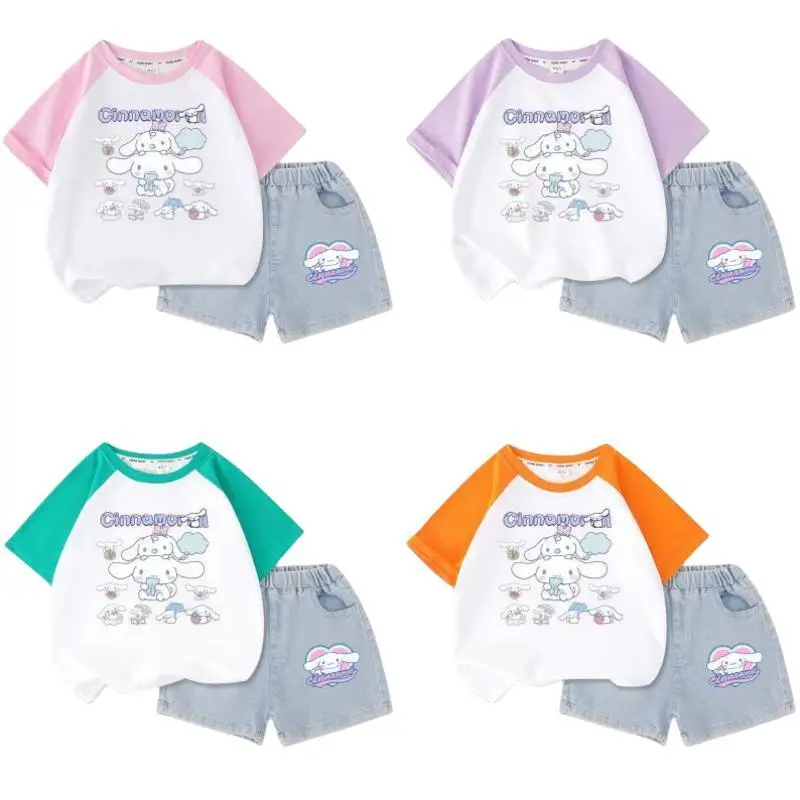 Two Piece Suit Anime Kawaii Sanrio Cinnamoroll Summer Casual Kids Short Sleeve Shorts Jeans Set Cotton T-Shirt Boys Girls Cloths
Two Piece Suit Anime Kawaii Sanrio Cinnamoroll Summer Casual Kids Short Sleeve Shorts Jeans Set Cotton T-Shirt Boys Girls Cloths