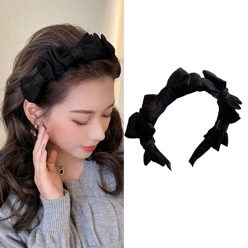 

2022 Sweet Korean Bow Fold Bezel Headwear Women Headband Girls Kwali Hair Bands Hairband Hoop for Party Hair Accessories Fashion