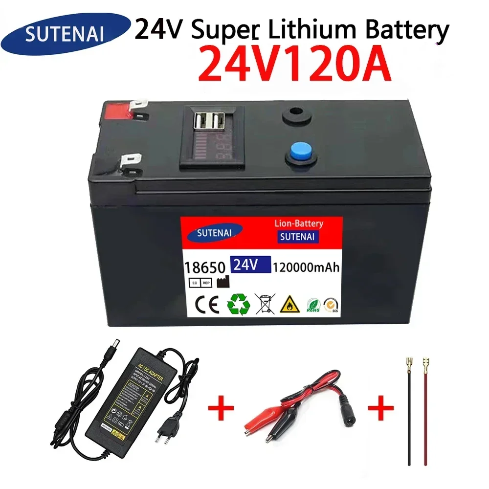 24V Battery 120Ah 18650 lithium battery pack Rechargeable battery for solar energy electric vehicle battery+25.2v2A charger
24V Battery 120Ah 18650 lithium battery pack Rechargeable battery for solar energy electric vehicle battery+25.2v2A charger