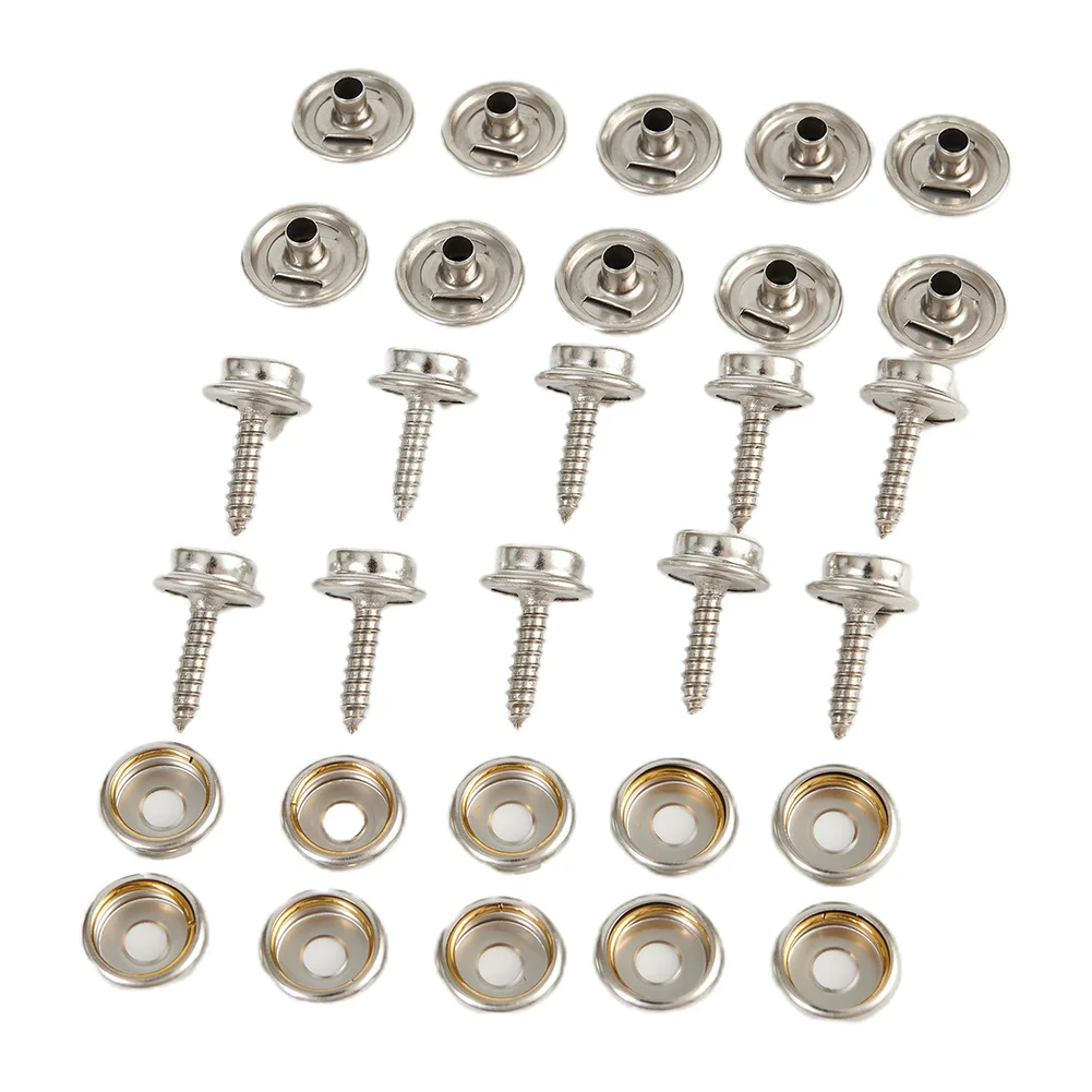 

30PCS Snap Fastener Stainless Canvas Screw Kit 15mm For Tent Boat Marine Sockets Buttons Car Canopy Hardware Accessories