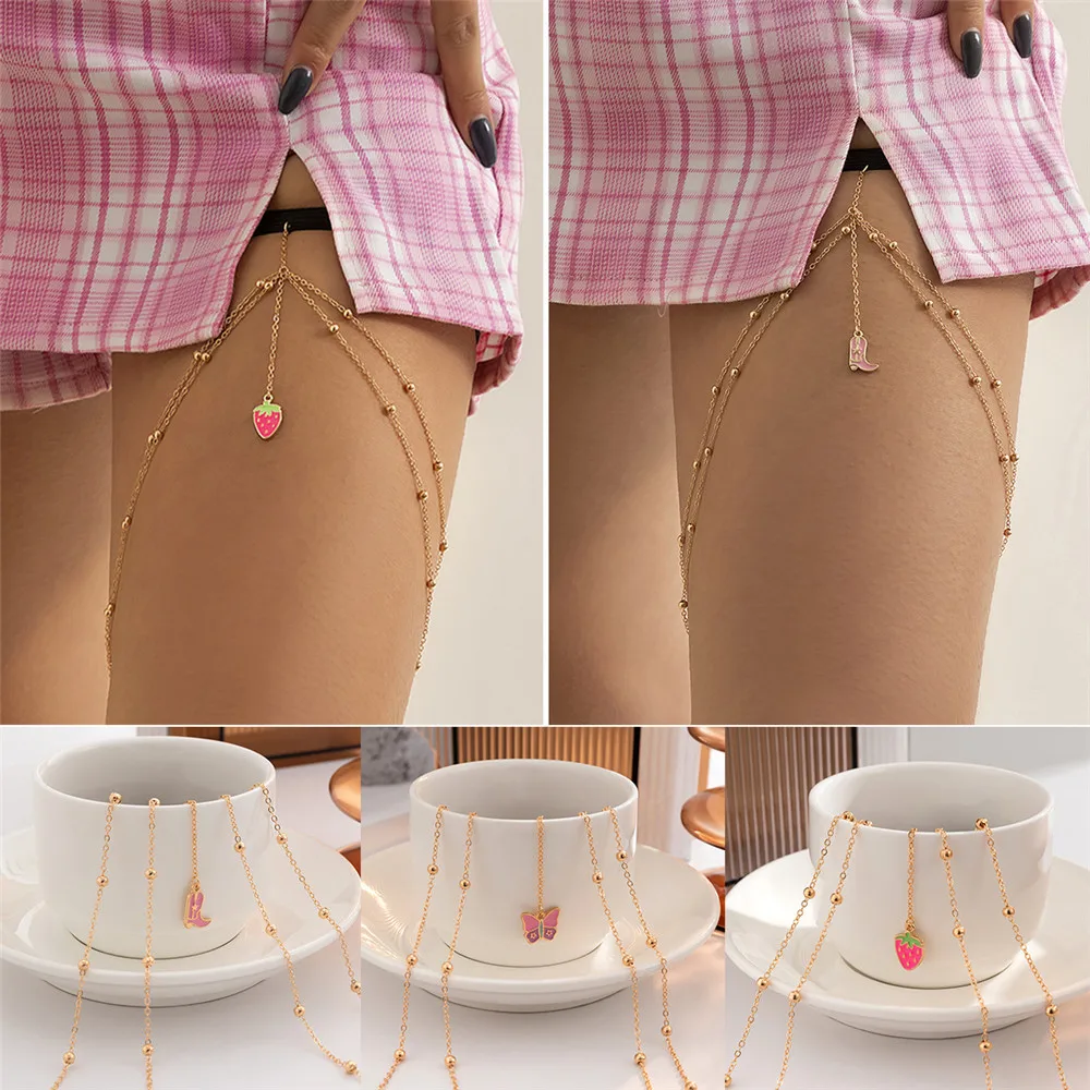 Sexy Multi-layer Thigh Chain Body Jewelry for Women Girl Lastic Force Butterfly Strawberry Pendant Leg Chain Summer Jewelry 2022
Sexy Multi-layer Thigh Chain Body Jewelry for Women Girl Lastic Force Butterfly Strawberry Pendant Leg Chain Summer Jewelry 2022