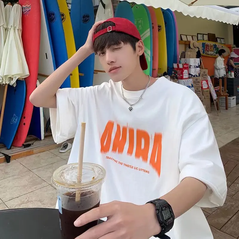 Summer new short-sleeved t-shirt men's trend simple letter printing top Hong Kong style loose all-match casual t-shirt
Summer new short-sleeved t-shirt men's trend simple letter printing top Hong Kong style loose all-match casual t-shirt